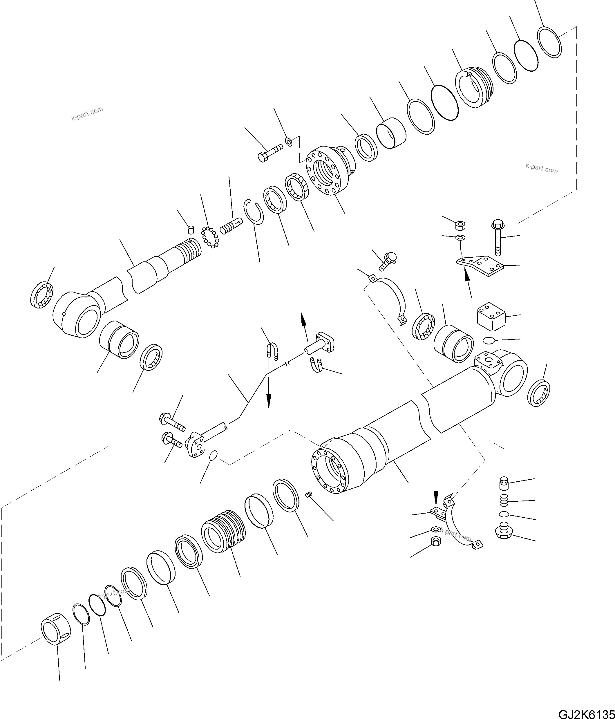 Komatsu parts book diagram for PW220-7E0 S/N H65051-UP: ARM CYLINDER (SAFETY VALVE LESS)