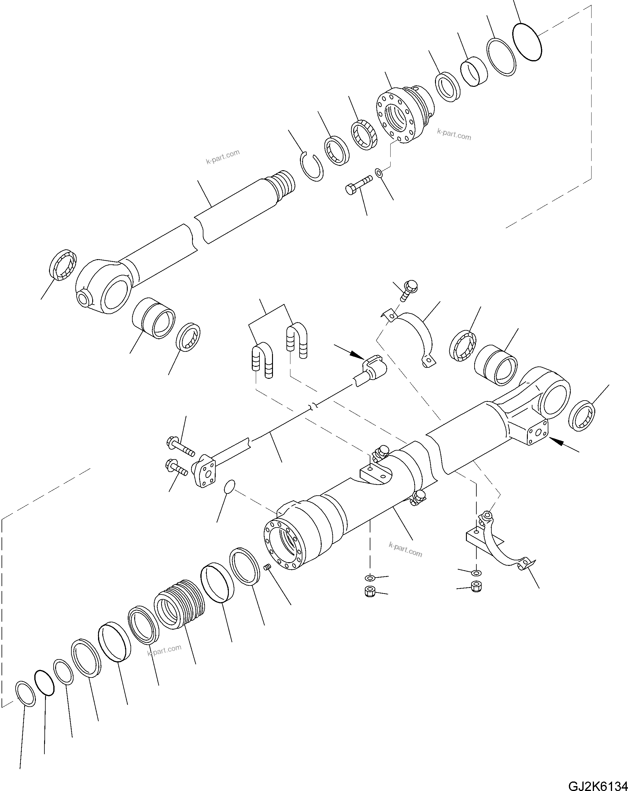Komatsu parts book diagram for PW220-7E0 S/N H65051-UP: BUCKET CYLINDER (LARGE)