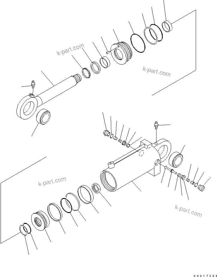 Komatsu parts book diagram for PW220-7E0 S/N H65051-UP: BLADE CYLINDER
