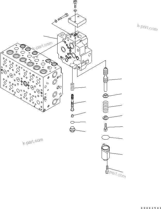 Komatsu parts book diagram for PW220-7E0 S/N H65051-UP: MAIN VALVE (8-SPOOL) (13/20) (FOR ONE-PIECE BOOM)