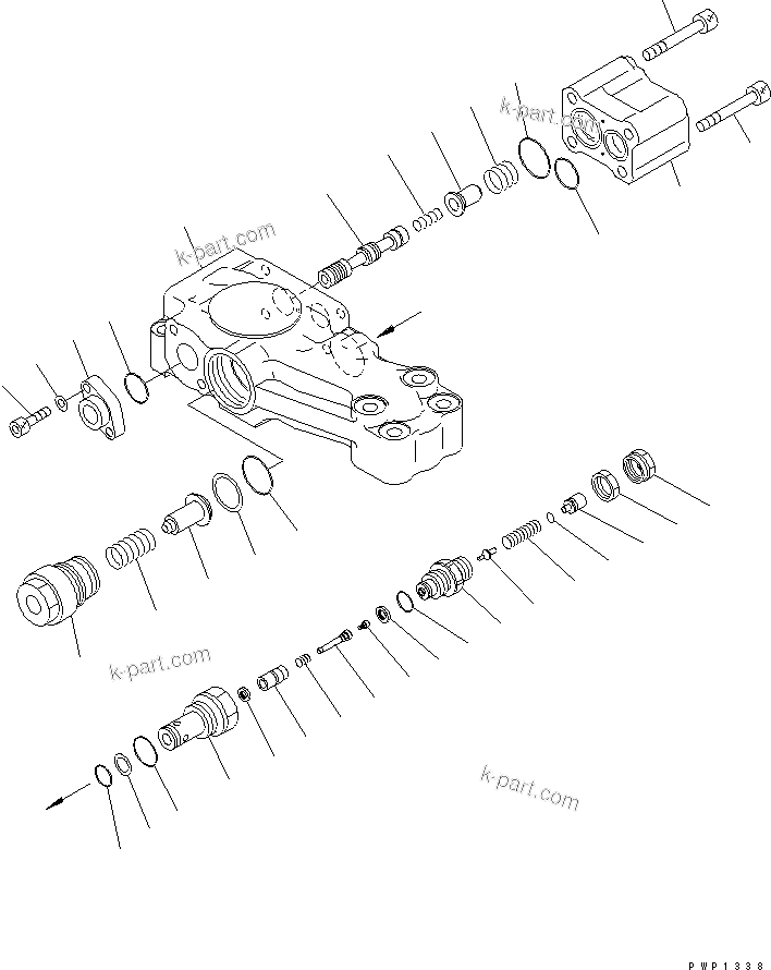 Komatsu parts book diagram for PW220-7E0 S/N H65051-UP: BURST VALVE RHS (FOR BOOM CYLINDER)