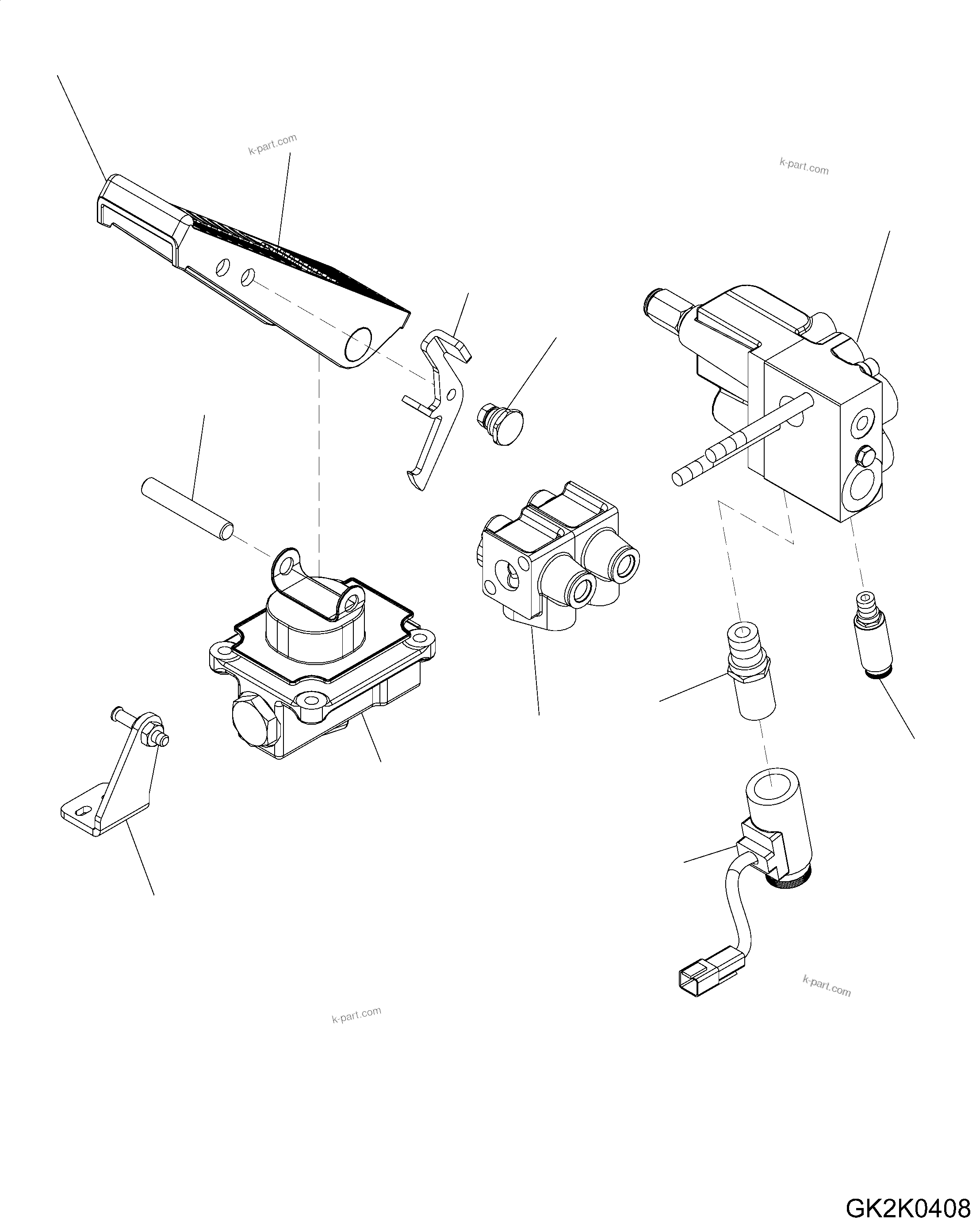 Komatsu parts book diagram for PW220-7E0 S/N H65051-UP: BRAKE VALVE