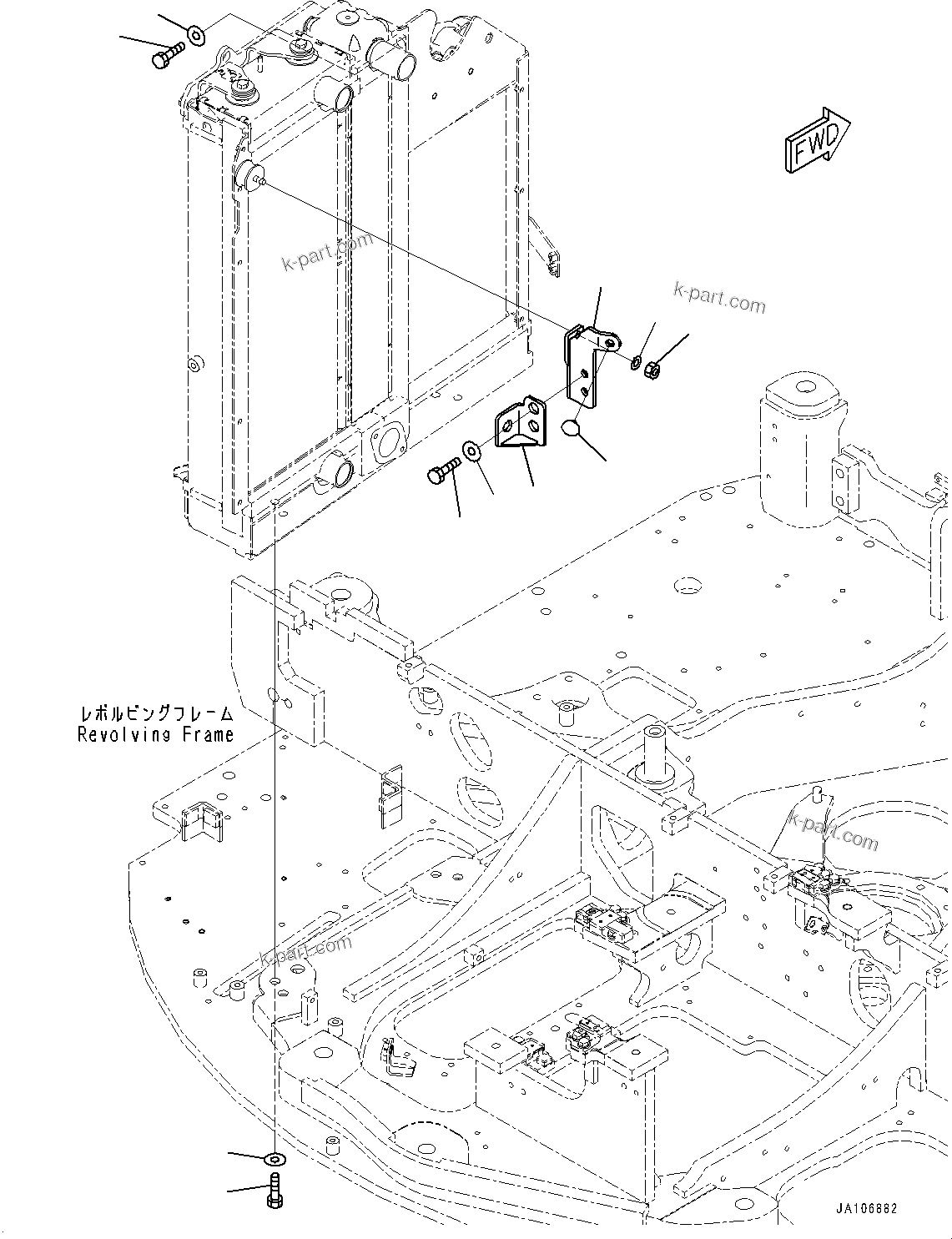 Komatsu parts book diagram for PW98MR-11E0 S/N F30001 AND UP: COOLING SYSTEM, MOUNTING