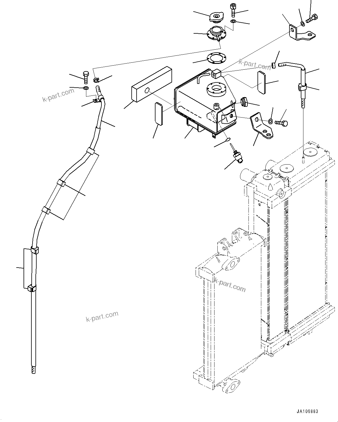 Komatsu parts book diagram for PW98MR-11E0 S/N F30001 AND UP: COOLING SYSTEM, SUB-TANK