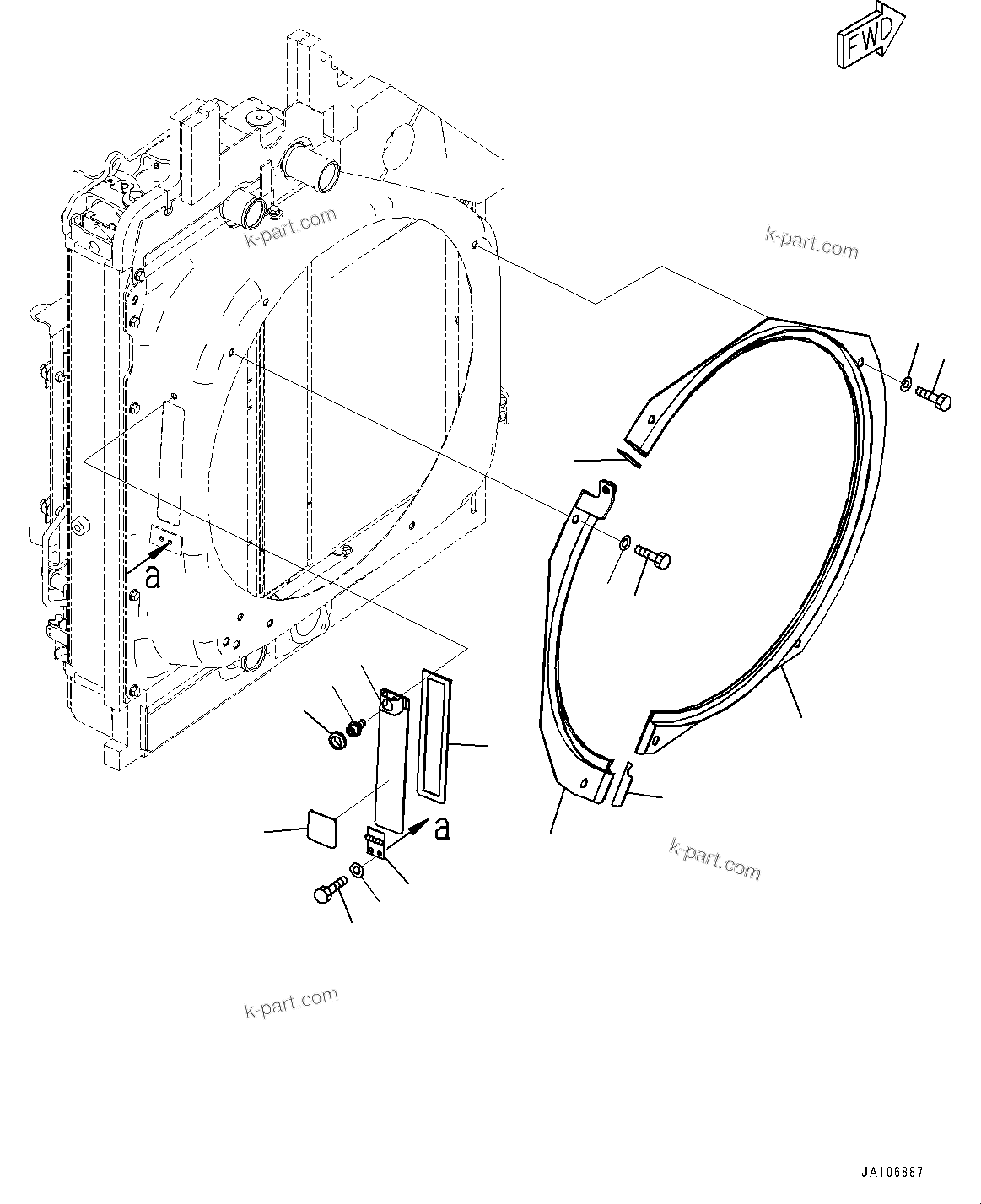 Komatsu parts book diagram for PW98MR-11E0 S/N F30001 AND UP: COOLING SYSTEM, SHROUD