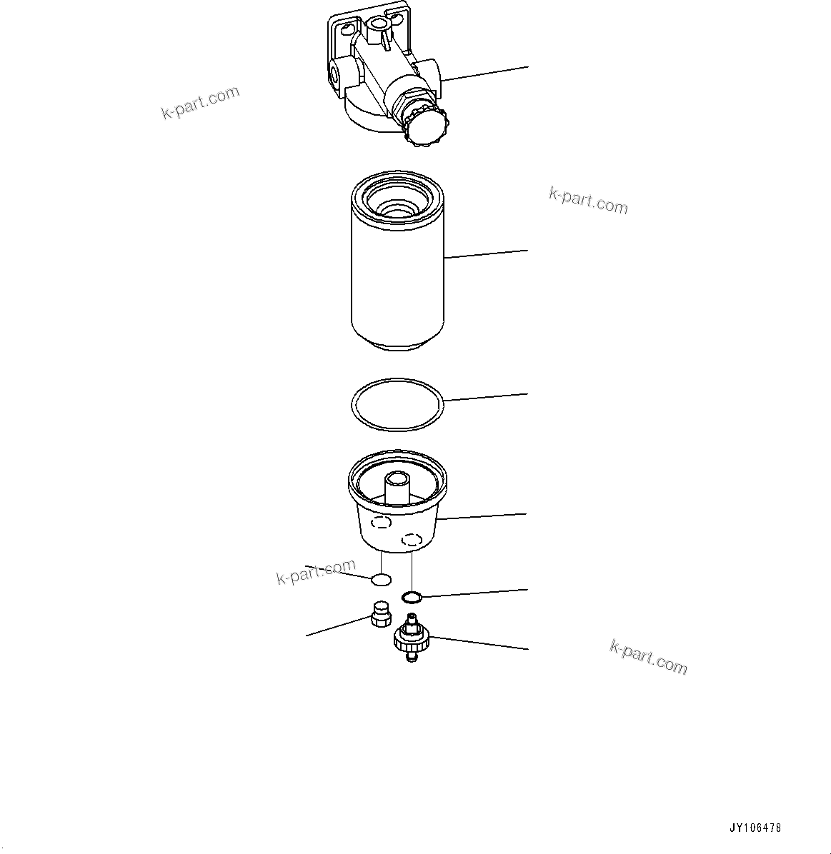 Komatsu parts book diagram for PW98MR-11E0 S/N F30001 AND UP: FUEL SUPPLY PIPING, INNER PARTS, FUEL PREFILTER