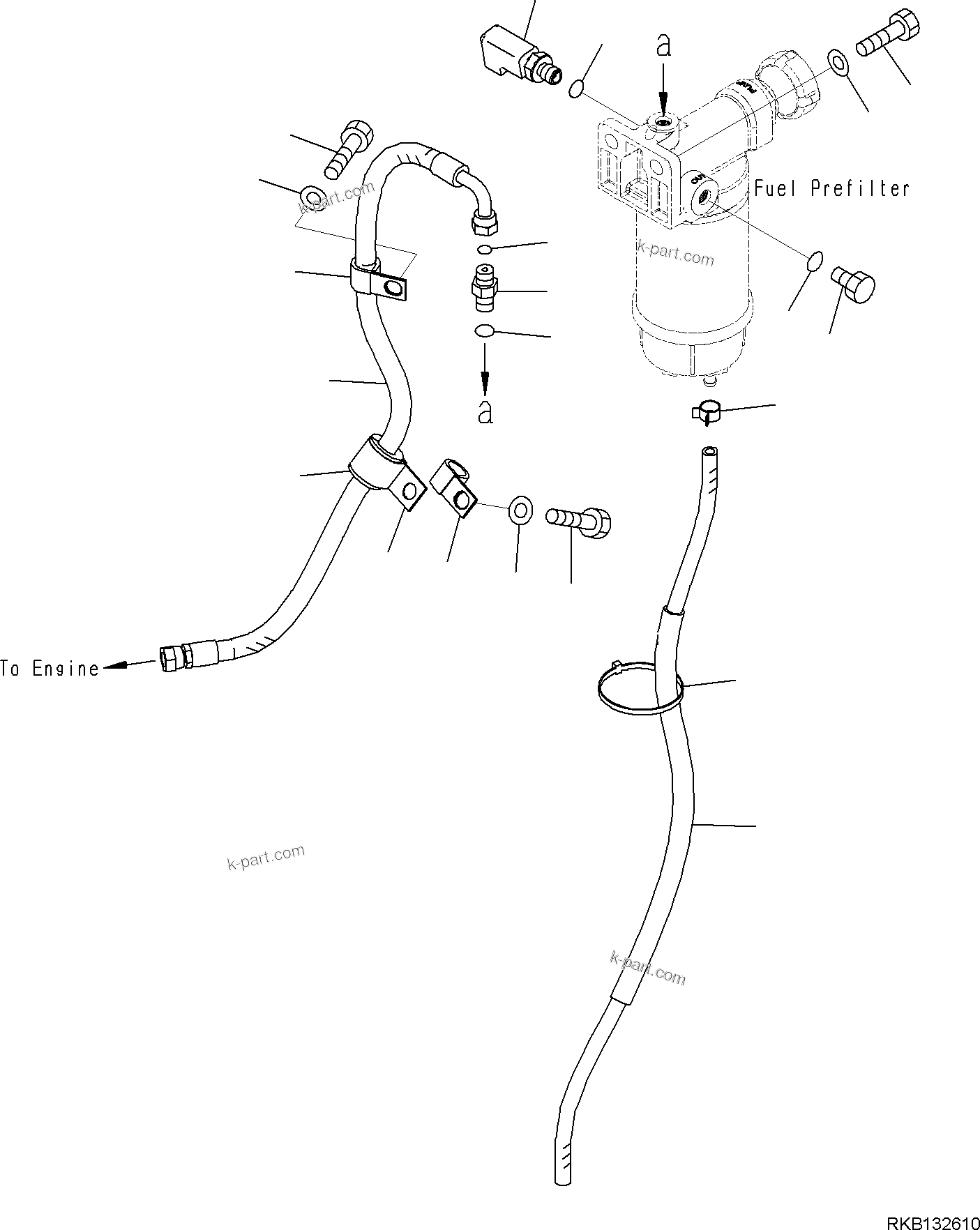 Komatsu parts book diagram for PW98MR-11E0 S/N F30001 AND UP: FUEL SUPPLY PIPING, FUEL PREFILTER PIPING