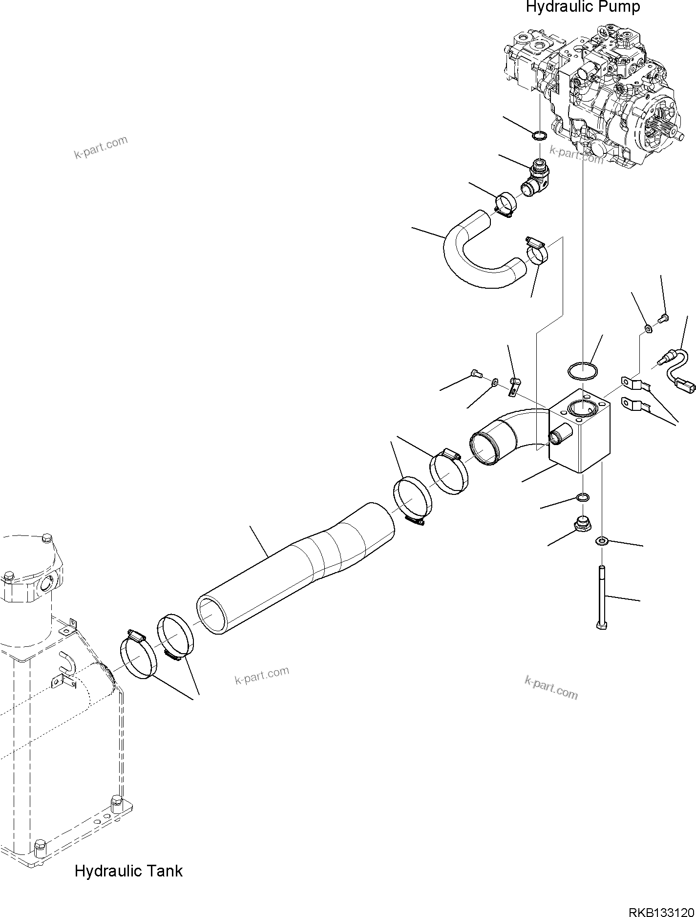 Komatsu parts book diagram for PW98MR-11E0 S/N F30001 AND UP: SUCTION PIPING