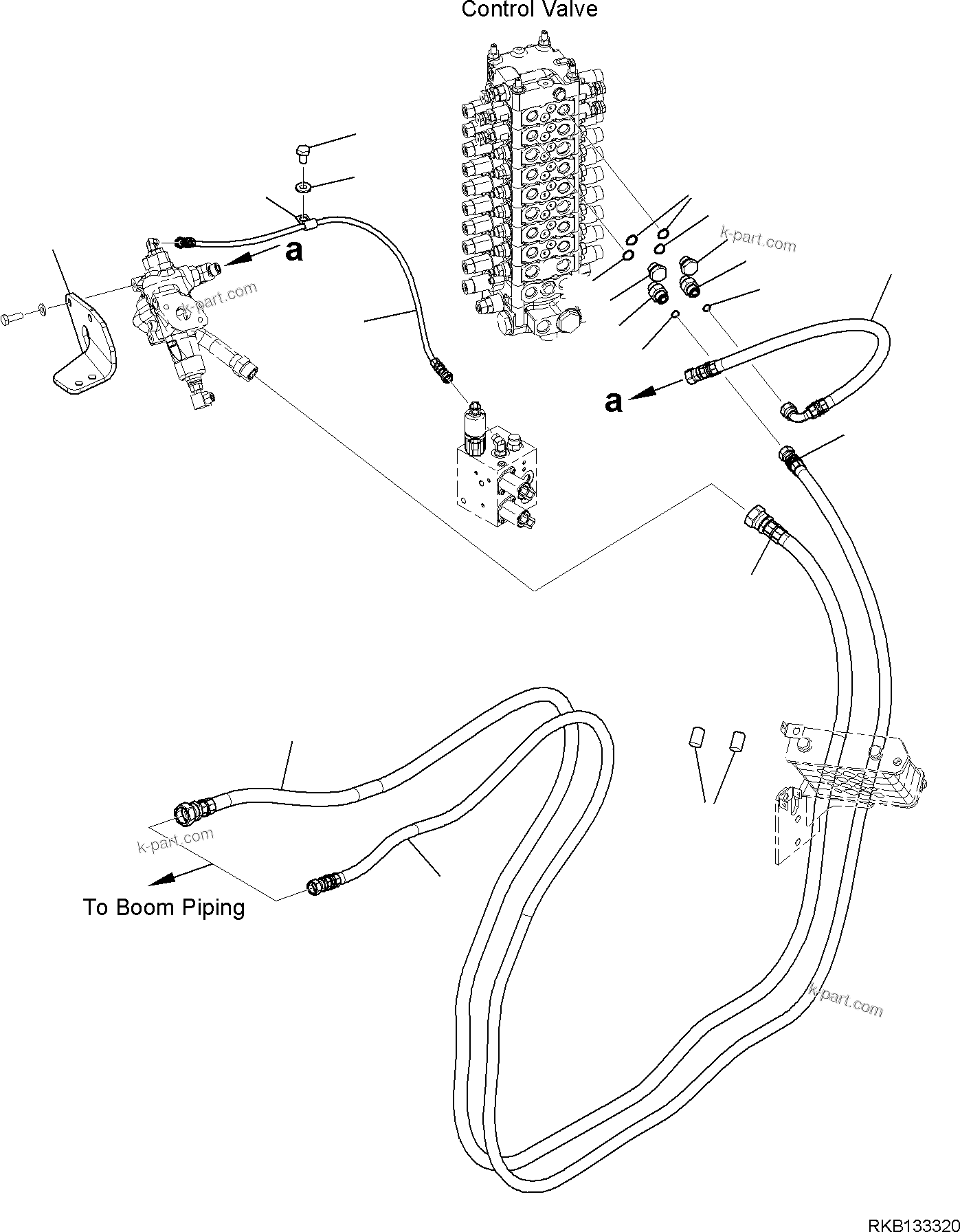 Komatsu parts book diagram for PW98MR-11E0 S/N F30001 AND UP: ATTACHMENT PIPING, PIPING (2/2)
