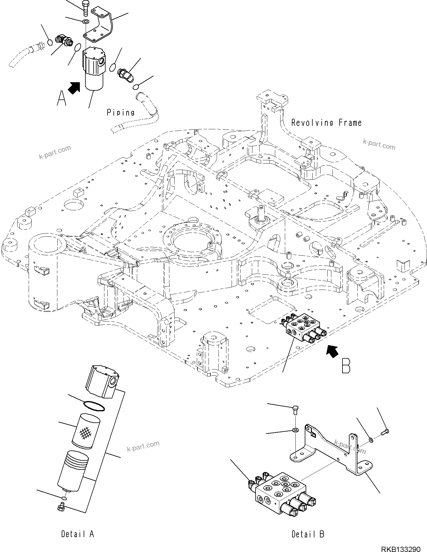 Komatsu parts book diagram for PW98MR-11E0 S/N F30001 AND UP: ATTACHMENT PIPING, FILTER ASSEMBLY