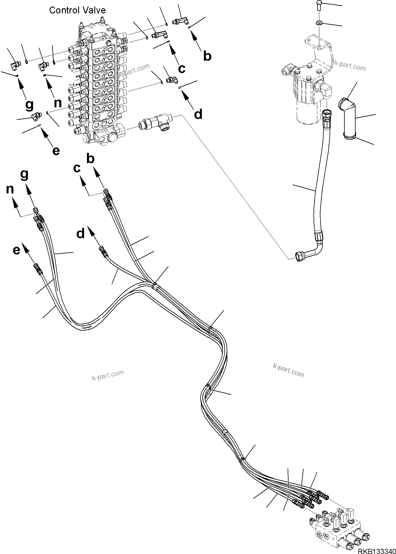 Komatsu parts book diagram for PW98MR-11E0 S/N F30001 AND UP: ATTACHMENT PIPING, PIPING (1/2)