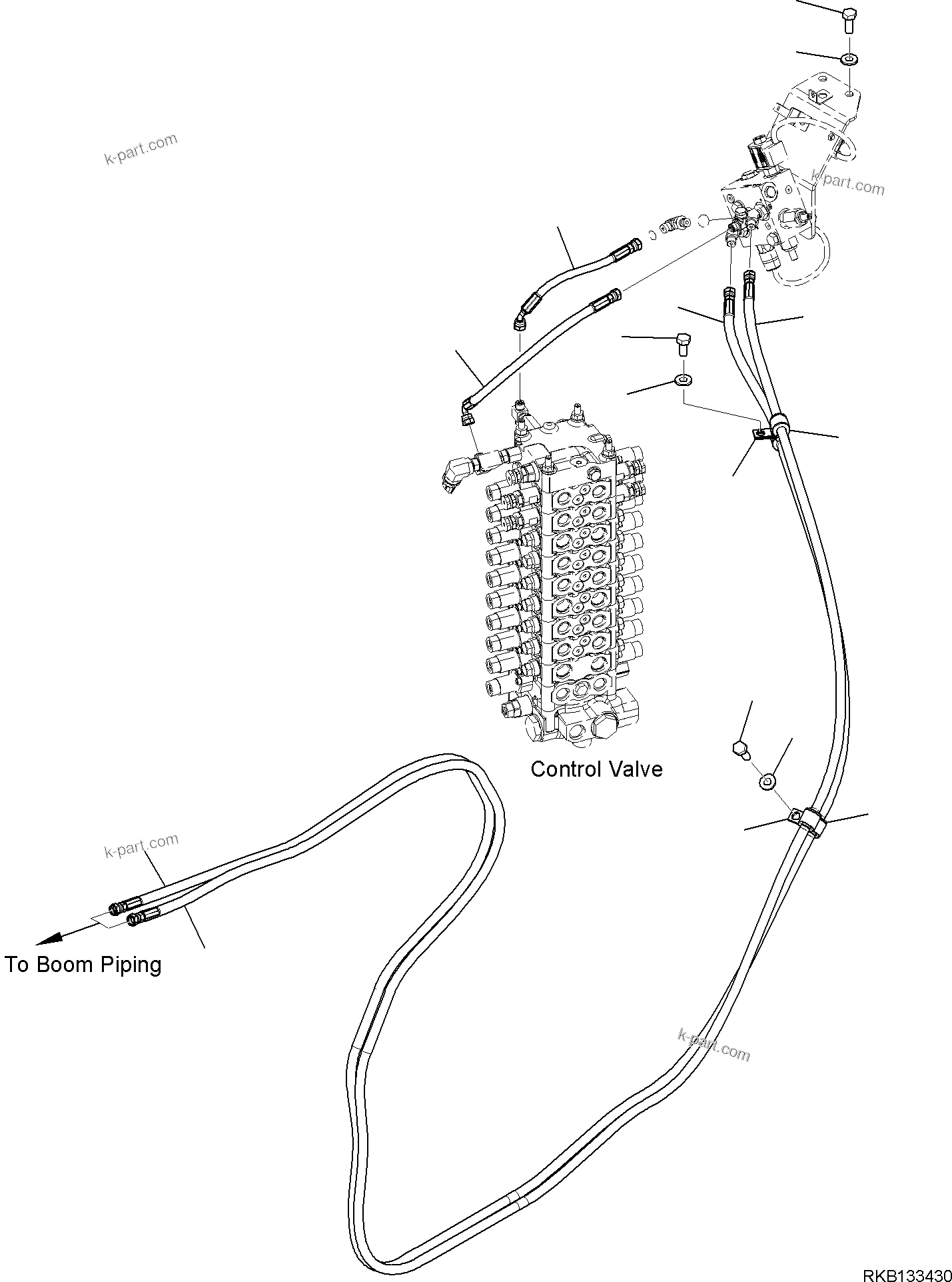Komatsu parts book diagram for PW98MR-11E0 S/N F30001 AND UP: QUICK COUPLER PIPING, PIPING