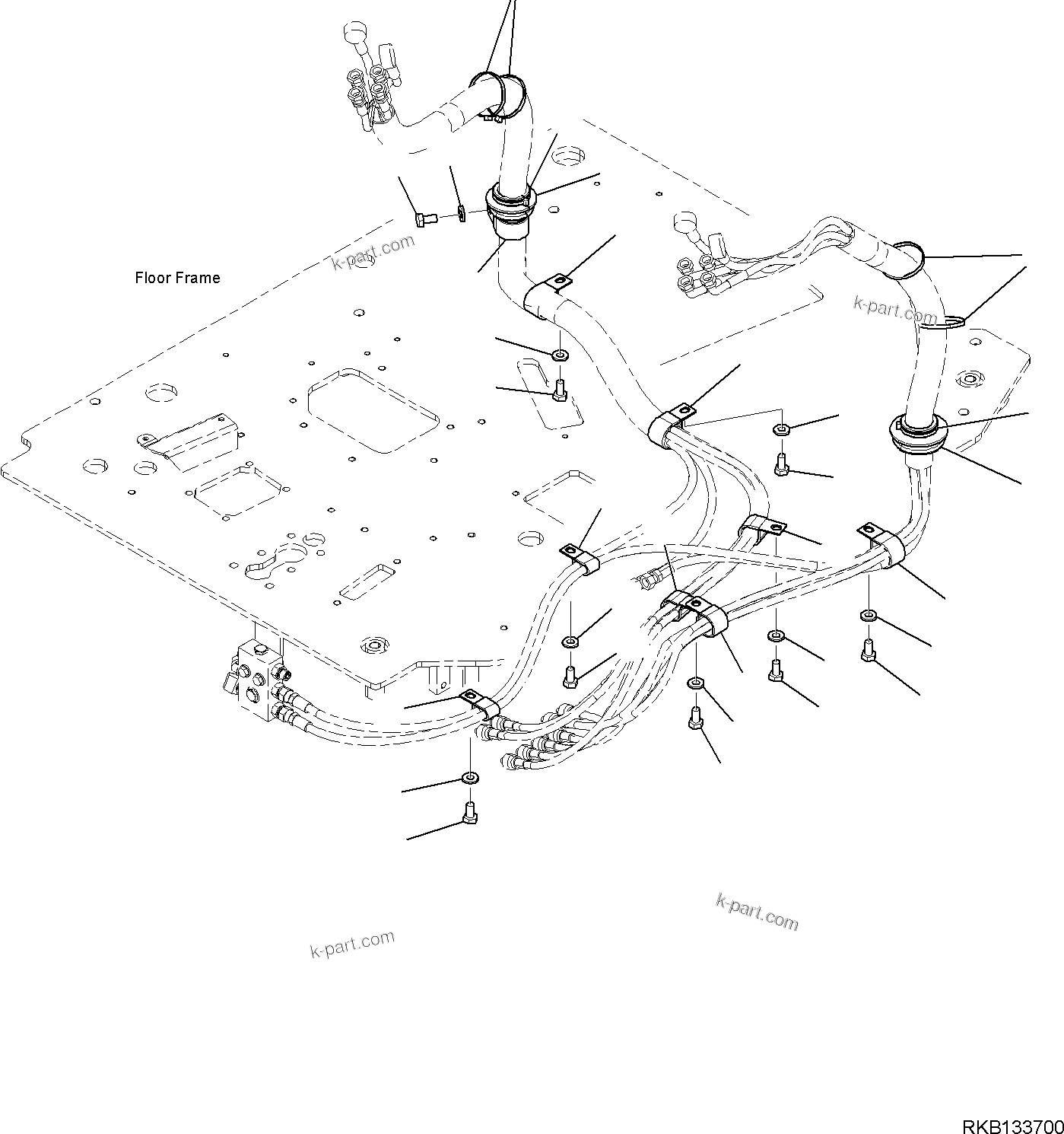 Komatsu parts book diagram for PW98MR-11E0 S/N F30001 AND UP: CAB AND FLOOR FRAME, FLOOR FRAME, PROPORTIONAL PRESSURE CONTROL (PPC) VALVE CIRCUIT CLAMP