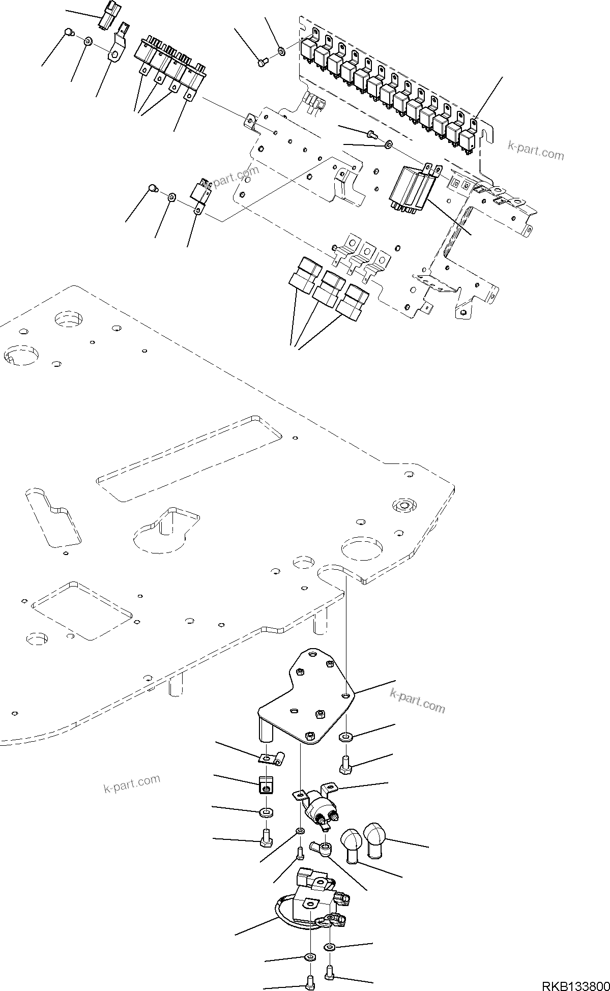 Komatsu parts book diagram for PW98MR-11E0 S/N F30001 AND UP: CAB AND FLOOR FRAME, FLOOR FRAME, RELAY AND DIODE