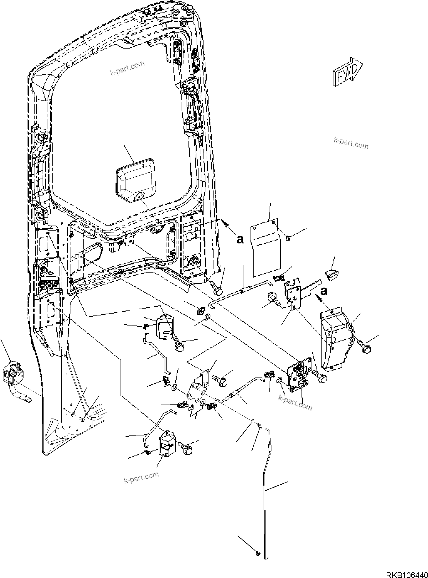 Komatsu parts book diagram for PW98MR-11E0 S/N F30001 AND UP: CAB AND FLOOR FRAME, CAB, DOOR LOCK