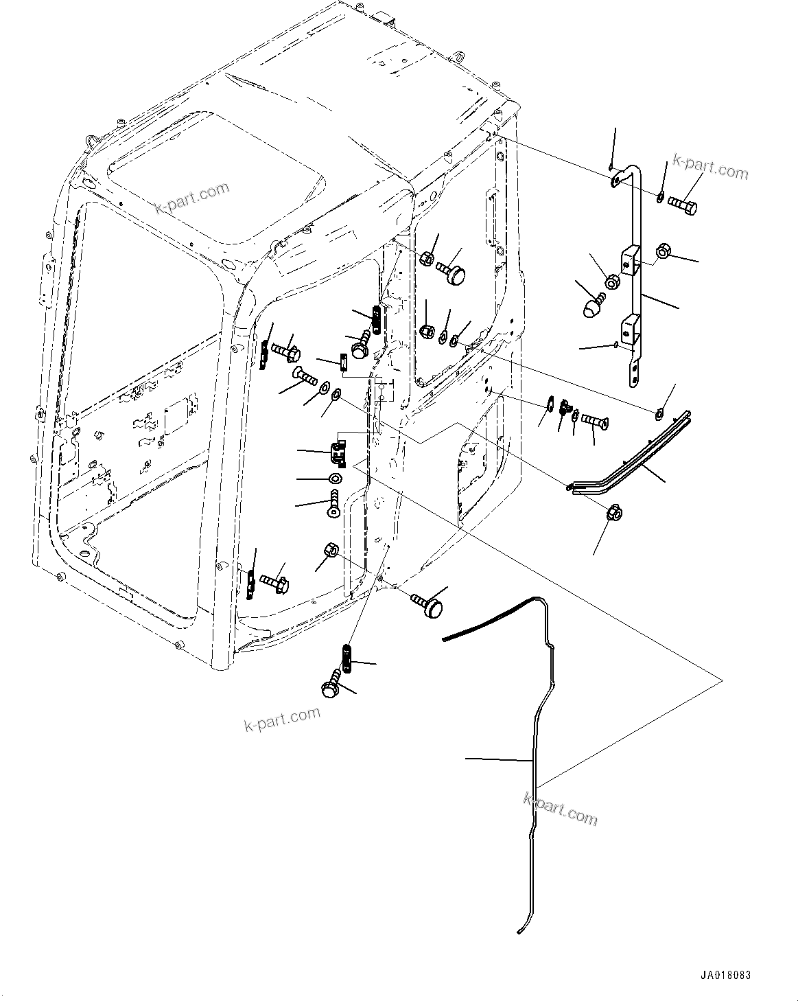 Komatsu parts book diagram for PW98MR-11E0 S/N F30001 AND UP: CAB AND FLOOR FRAME, CAB, DOOR OPEN LOCK