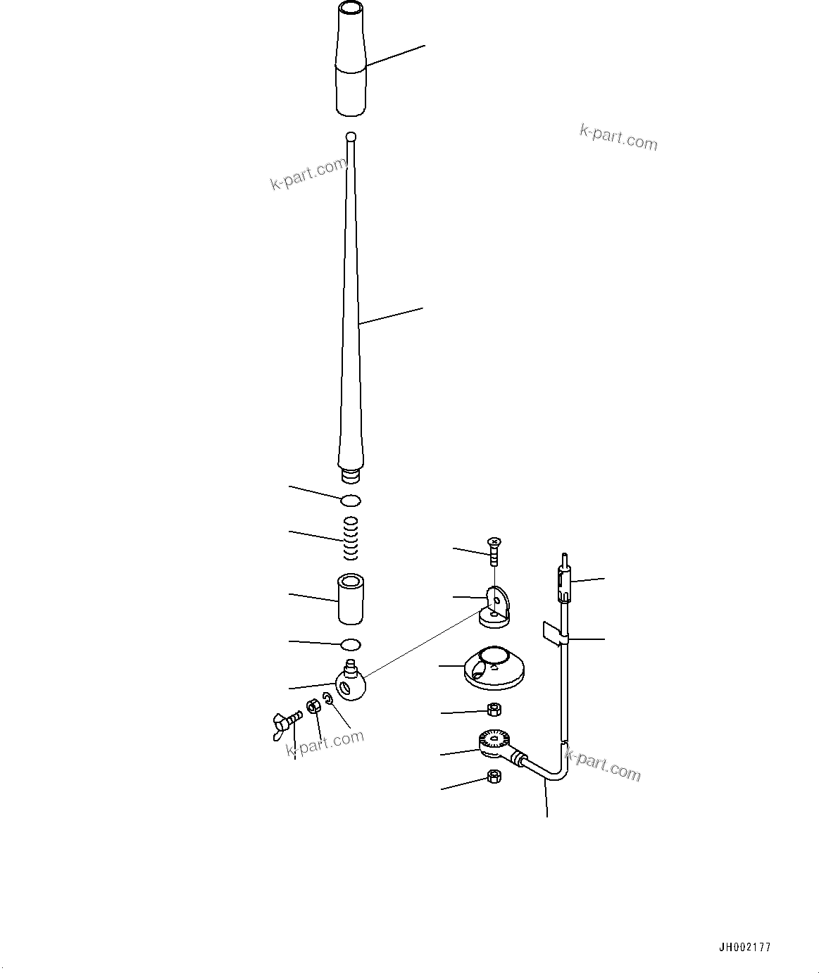Komatsu parts book diagram for PW98MR-11E0 S/N F30001 AND UP: CAB AND FLOOR FRAME, CAB, RUBBER ANTENNA