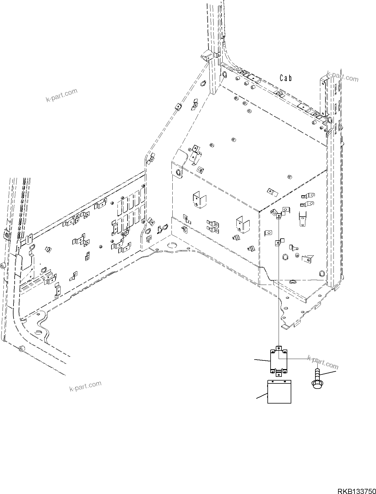 Komatsu parts book diagram for PW98MR-11E0 S/N F30001 AND UP: CAB AND FLOOR FRAME, CAB, AIR CONDITIONER CONTROLLER