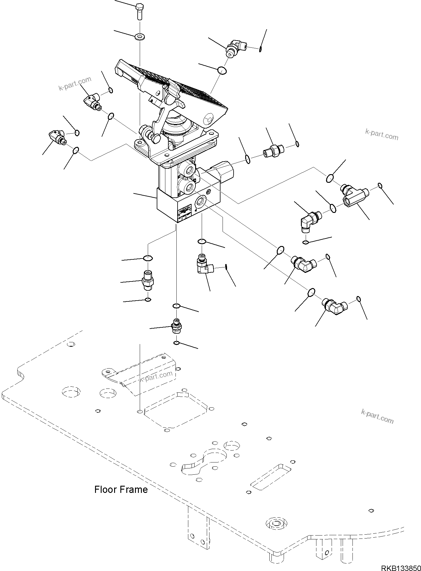 Komatsu parts book diagram for PW98MR-11E0 S/N F30001 AND UP: BRAKE PEDAL, MOUNTING PARTS