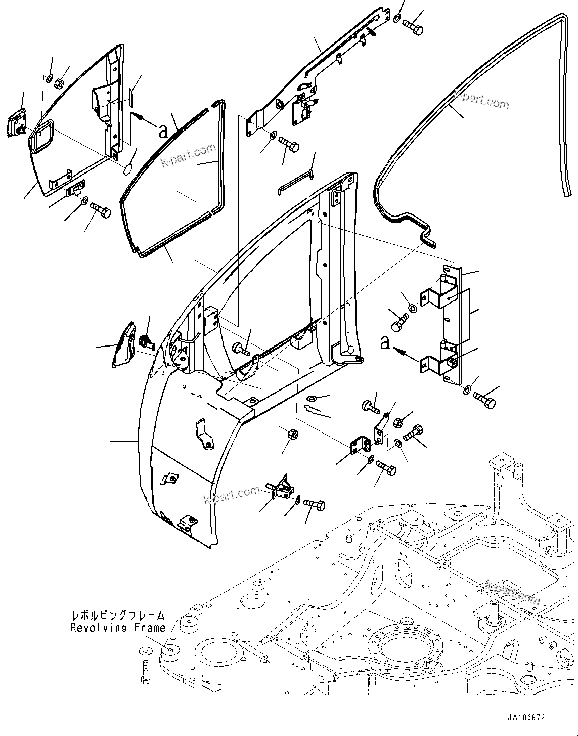 Komatsu parts book diagram for PW98MR-11E0 S/N F30001 AND UP: RIGHT SIDE COVER, COVER