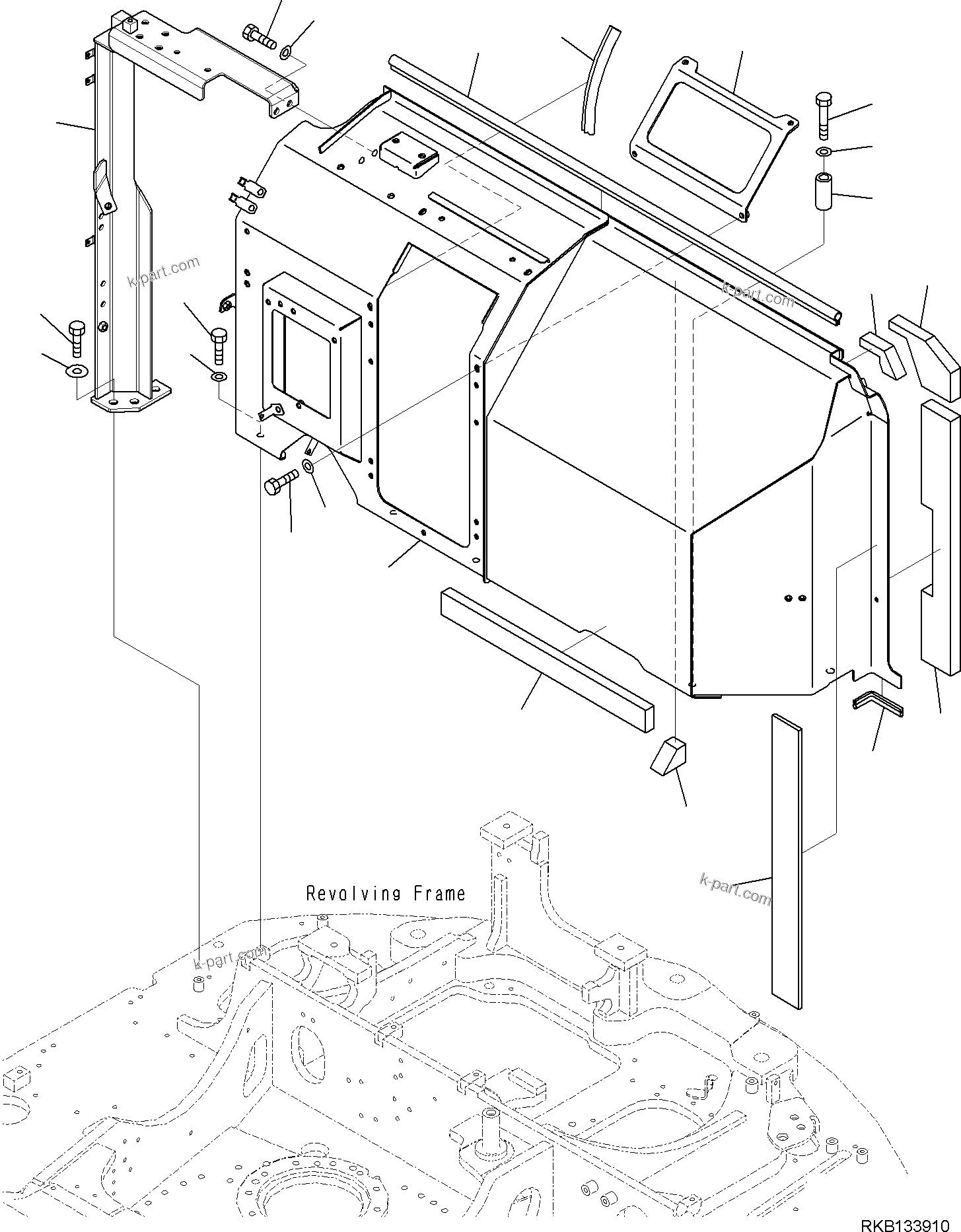 Komatsu parts book diagram for PW98MR-11E0 S/N F30001 AND UP: MACHINE CAB PARTITION, PARTITION