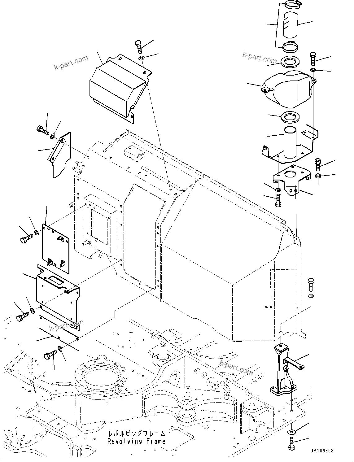 Komatsu parts book diagram for PW98MR-11E0 S/N F30001 AND UP: MACHINE CAB PARTITION, COVER
