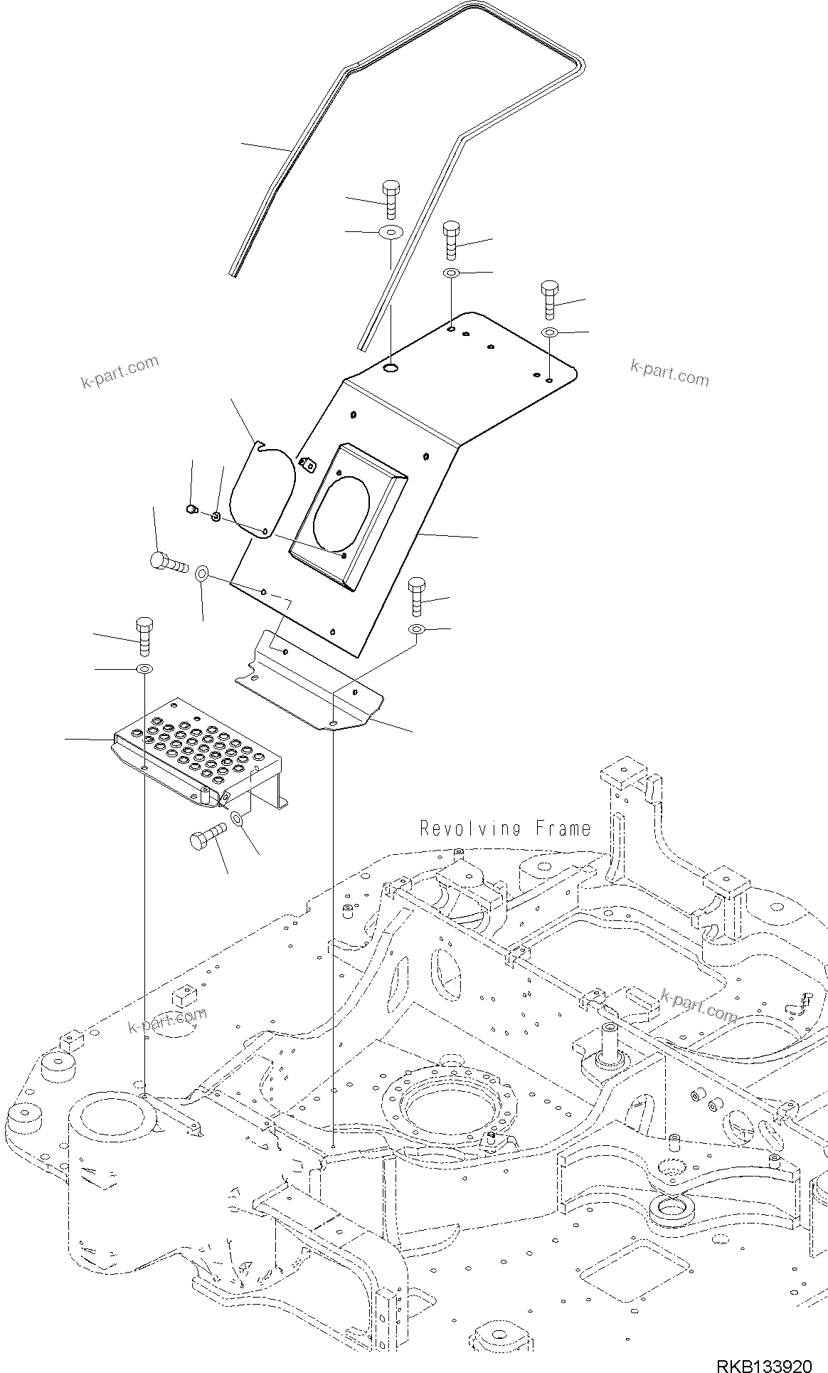 Komatsu parts book diagram for PW98MR-11E0 S/N F30001 AND UP: FRONT COVER, STEP