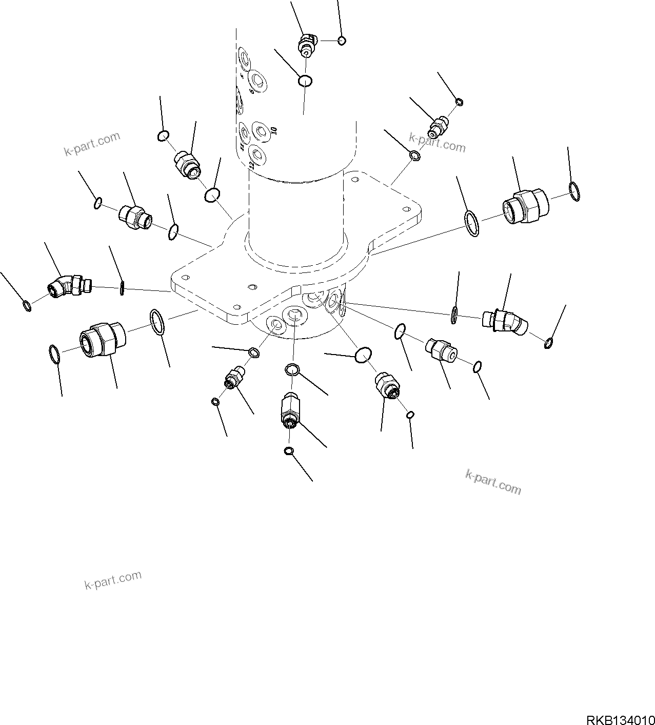 Komatsu parts book diagram for PW98MR-11E0 S/N F30001 AND UP: SWIVEL JOINT, RELATED PARTS, LOWER