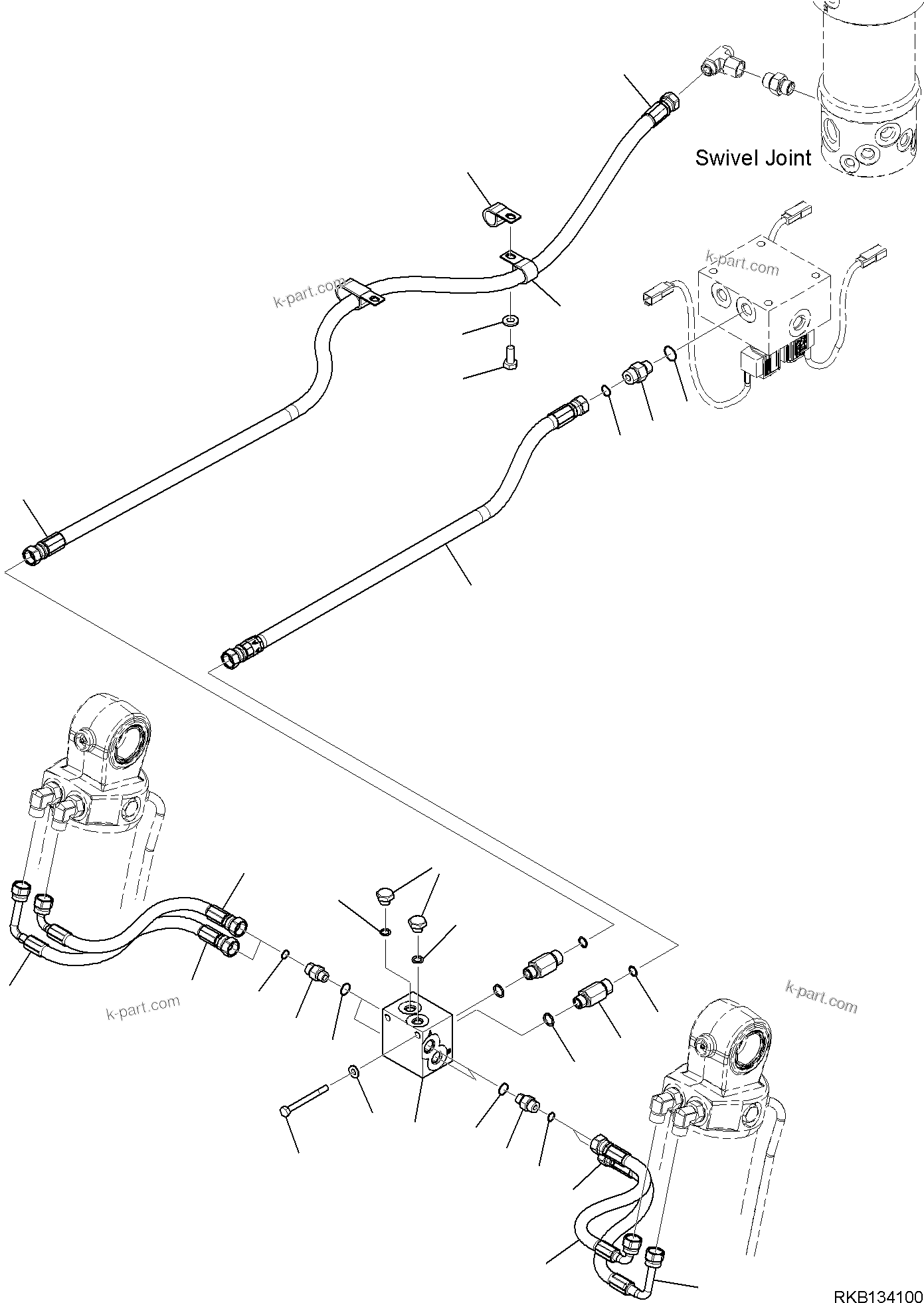 Komatsu parts book diagram for PW98MR-11E0 S/N F30001 AND UP: REAR OUTRIGGERS AND FRONT BLADE PIPING, REAR OUTRIGGERS AND FRONT BLADE PIPING (2/2)