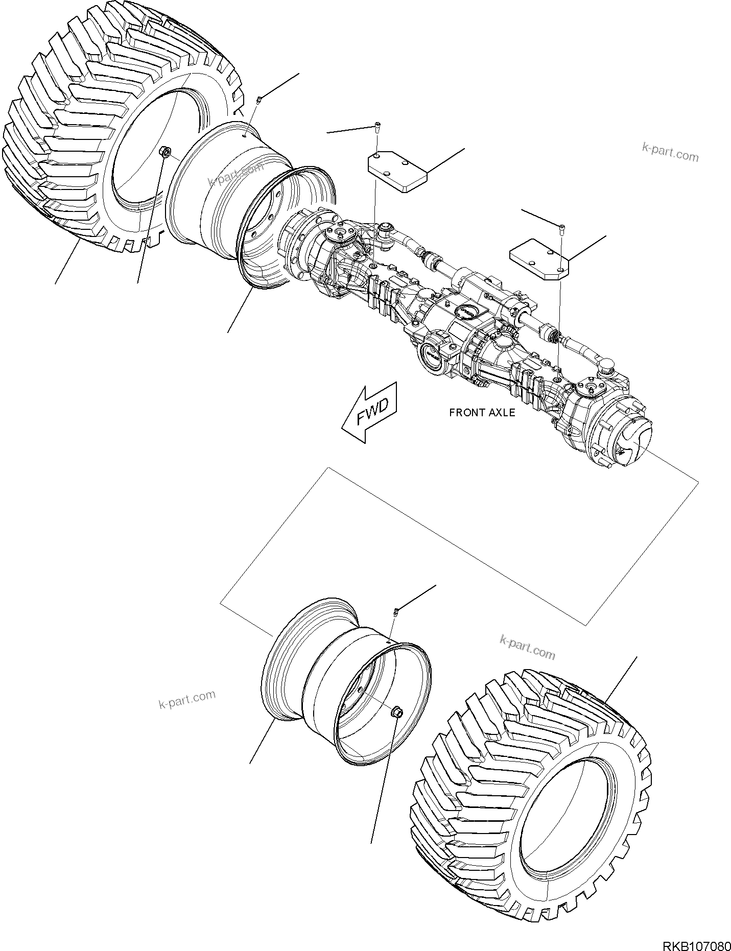 Komatsu parts book diagram for PW98MR-11E0 S/N F30001 AND UP: WHEELS
