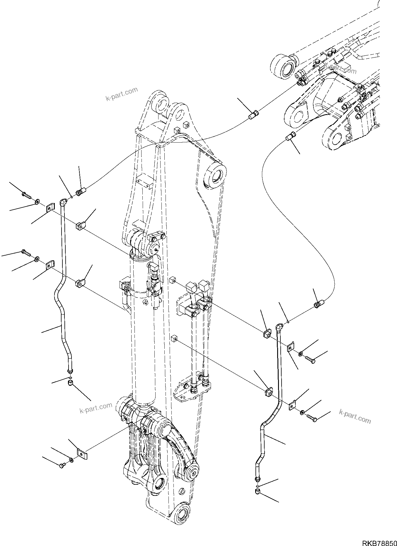 Komatsu parts book diagram for PW98MR-11E0 S/N F30001 AND UP: ARM, PIPING (2/2)