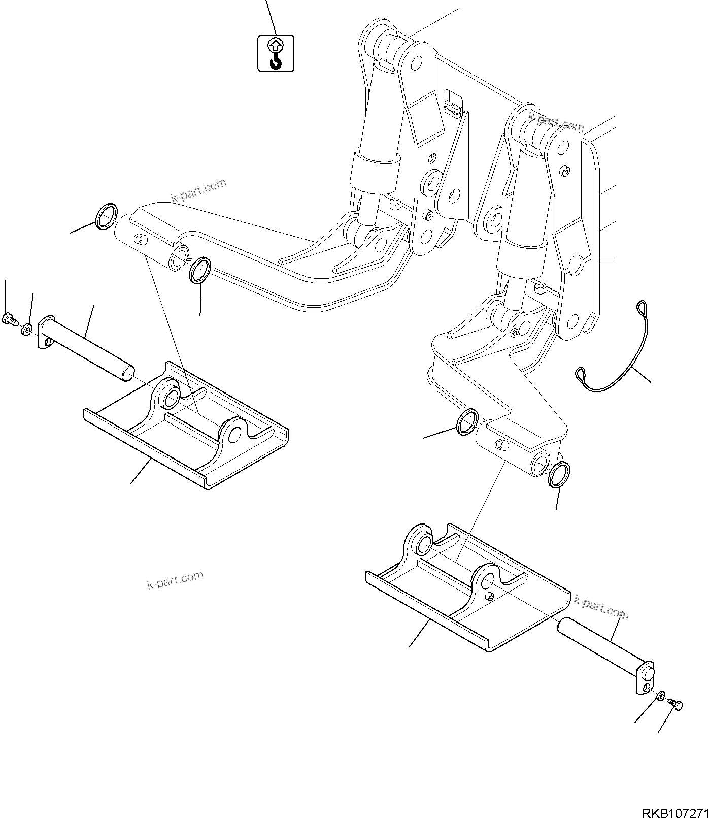 Komatsu parts book diagram for PW98MR-11E0 S/N F30001 AND UP: REAR OUTRIGGERS, OUTRIGGERS