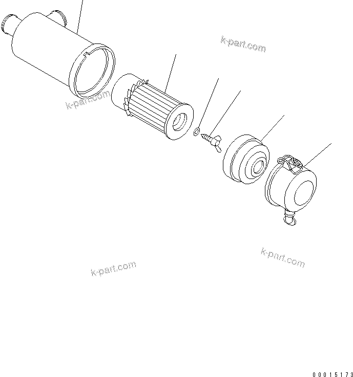 Komatsu parts book diagram for S3D84-5X-AB S/N 00461-UP: AIR CLEANER (SINGLE ELEMENT)