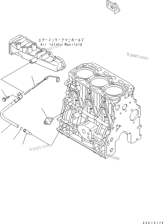 Komatsu parts book diagram for S3D84-5X-AB S/N 00461-UP: CYLINDER BLOCK ACCSESSORY