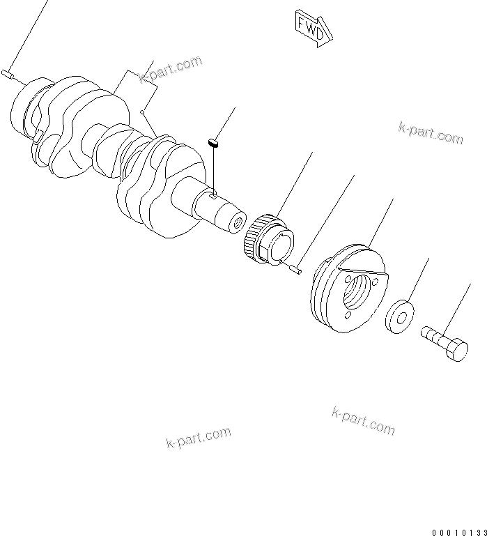 Komatsu parts book diagram for S3D84-5X-AB S/N 00461-UP: CRANKSHAFT