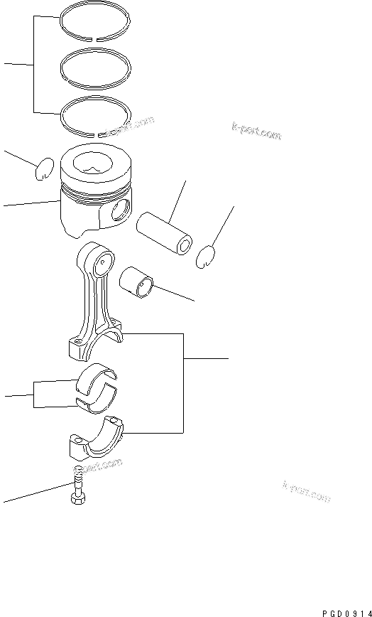 Komatsu parts book diagram for S3D84-5X-AB S/N 00461-UP: PISTON AND CONNECTING ROD