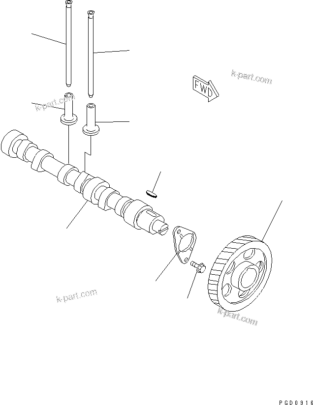 Komatsu parts book diagram for S3D84-5X-AB S/N 00461-UP: CAMSHAFT AND TAPPET
