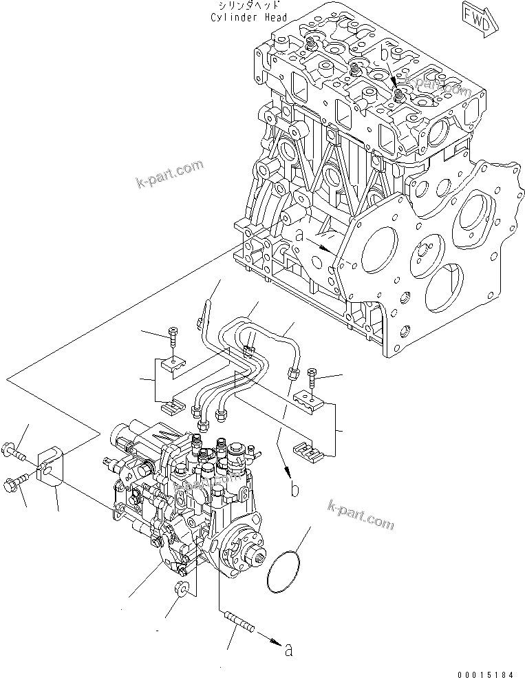 Komatsu parts book diagram for S3D84-5X-AB S/N 00461-UP: FUEL INJECTION PUMP AND PIPING