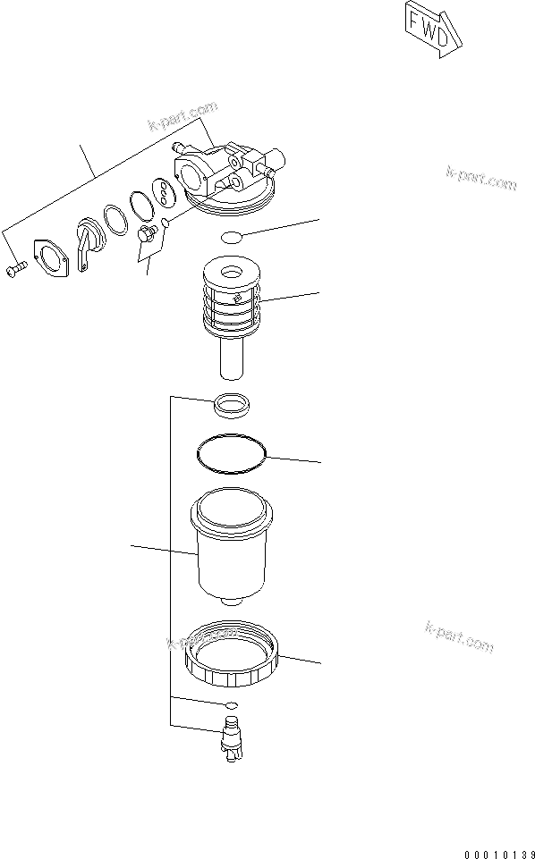 Komatsu parts book diagram for S3D84-5X-AB S/N 00461-UP: WATER SEPARATOR