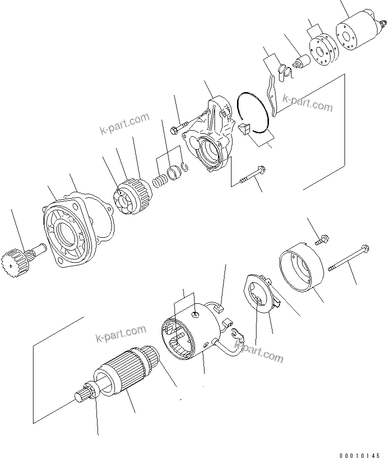 Komatsu parts book diagram for S3D84-5X-AB S/N 00461-UP: STARTING MOTOR (INNER PARTS)