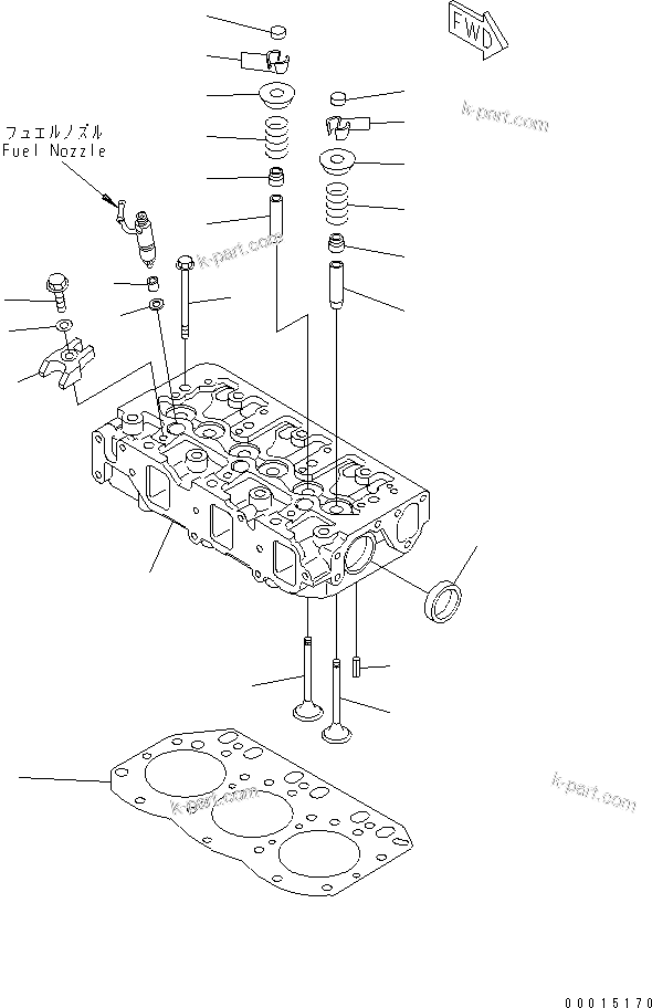 Komatsu parts book diagram for S3D84E-5P-BA S/N 05382-UP: CYLINDER HEAD