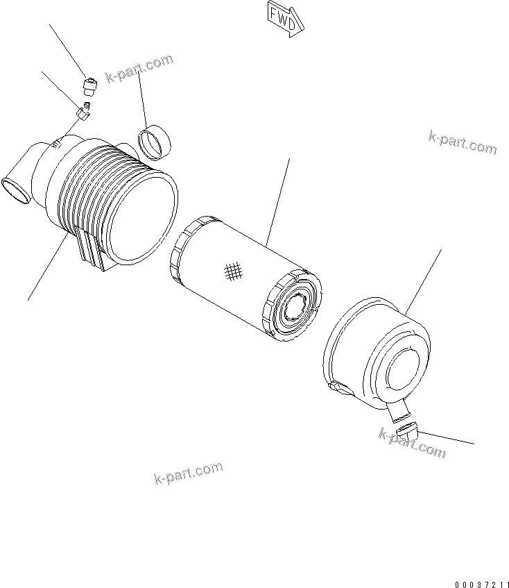 Komatsu parts book diagram for S3D84E-5P-BA S/N 05382-UP: AIR CLEANER (SINGLE ELEMENT)