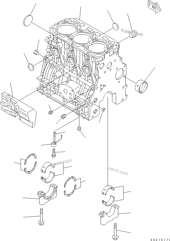 Komatsu parts book diagram for S3D84E-5P-BA S/N 05382-UP: CYLINDER BLOCK