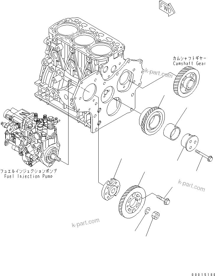Komatsu parts book diagram for S3D84E-5P-BA S/N 05382-UP: DRIVE GEAR