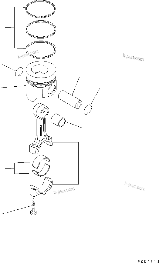 Komatsu parts book diagram for S3D84E-5P-BA S/N 05382-UP: PISTON AND CONNECTING ROD
