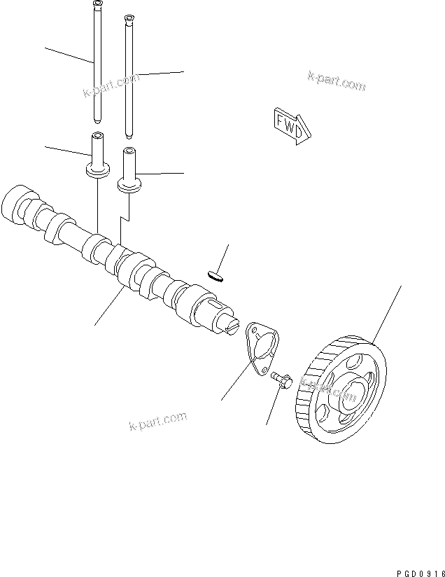 Komatsu parts book diagram for S3D84E-5P-BA S/N 05382-UP: CAMSHAFT AND TAPPET