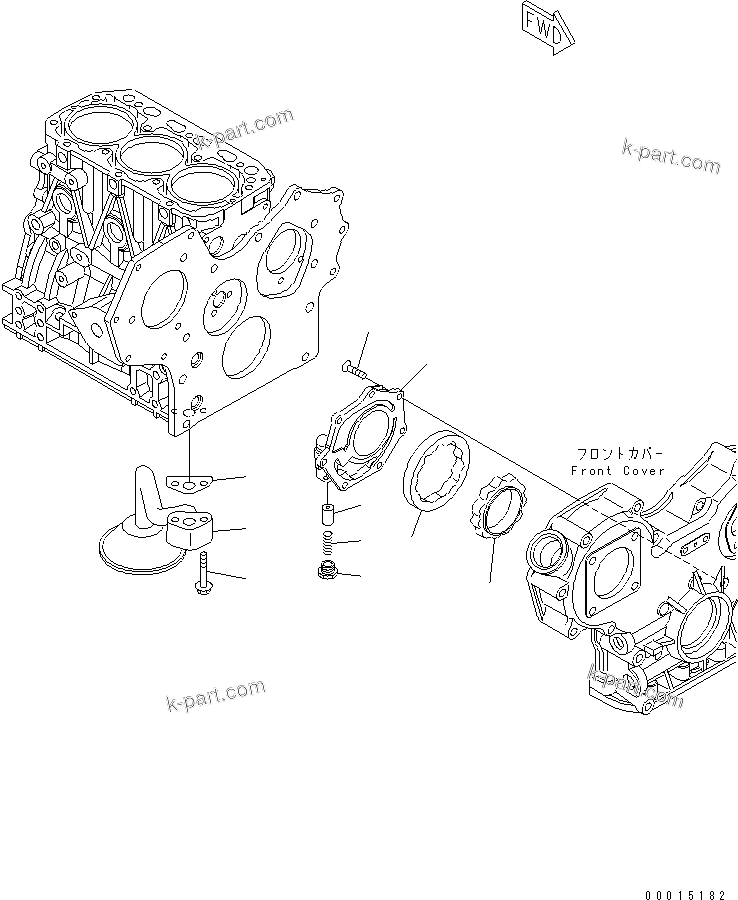Komatsu parts book diagram for S3D84E-5P-BA S/N 05382-UP: LUBRICATING OIL PUMP