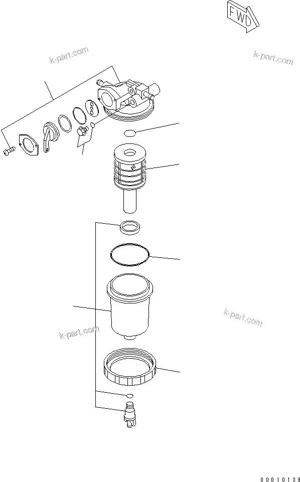 Komatsu parts book diagram for S3D84E-5P-BA S/N 05382-UP: WATER SEPARATOR