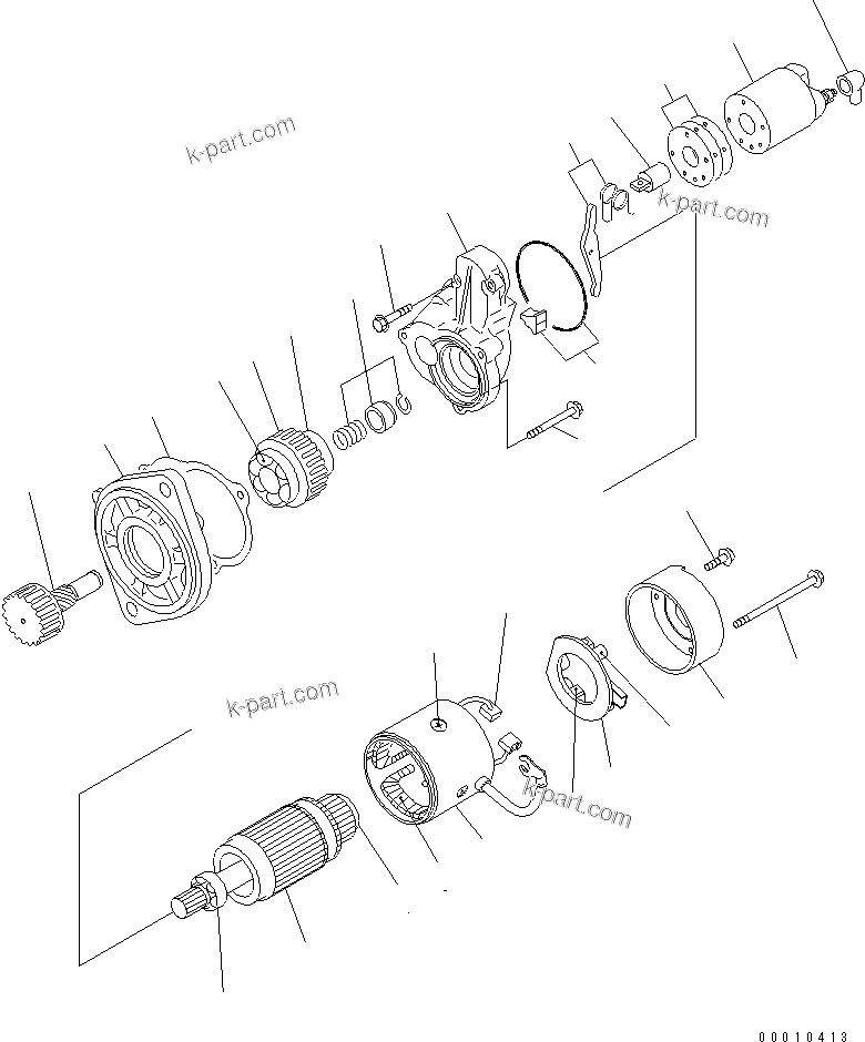Komatsu parts book diagram for S3D84E-5P-BA S/N 05382-UP: STARTING MOTOR (INNER PARTS)