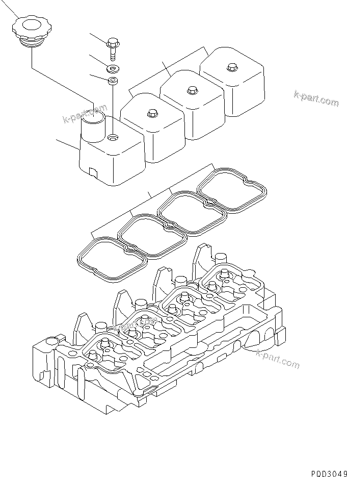Komatsu parts book diagram for S4D102E-1F S/N 26200163-UP: HEAD COVER(#26200415-)